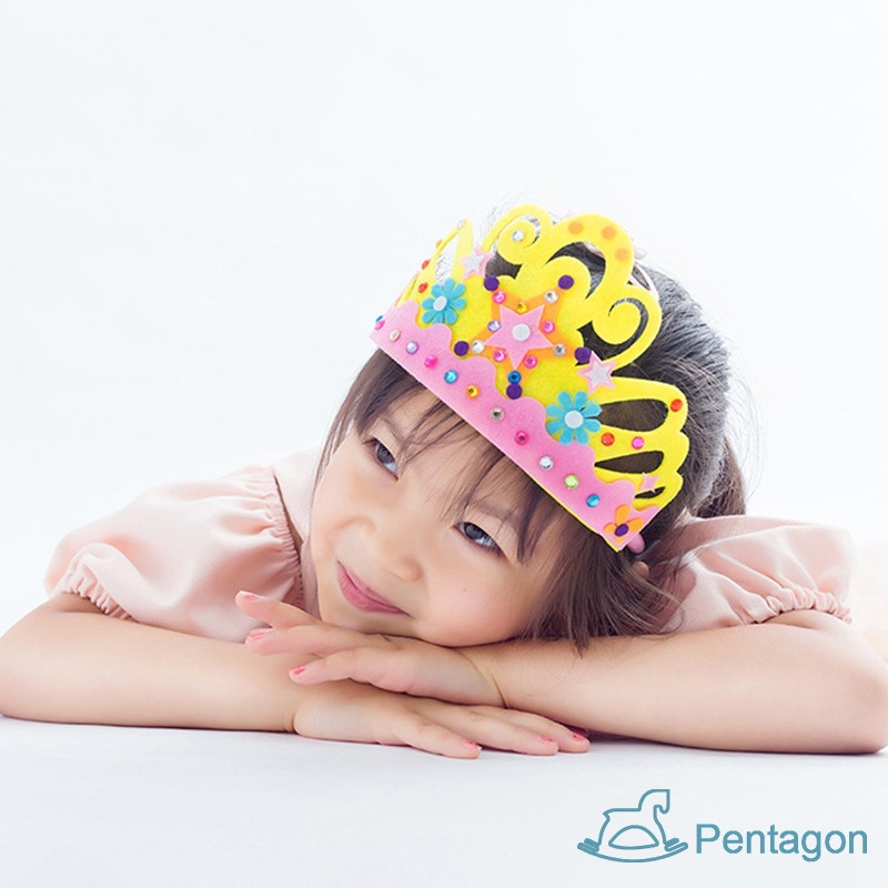 Vương Miện Vải Không Dệt Đính Vương Miện Làm Thủ Công Cho Bé