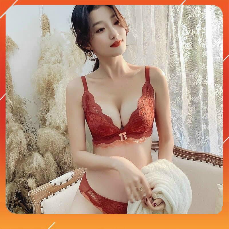 Áo lót nữ ren cao cấp siêu mềm không gọng nâng đẩy ngực cup chéo đệm mút vừa quai to bản A9953