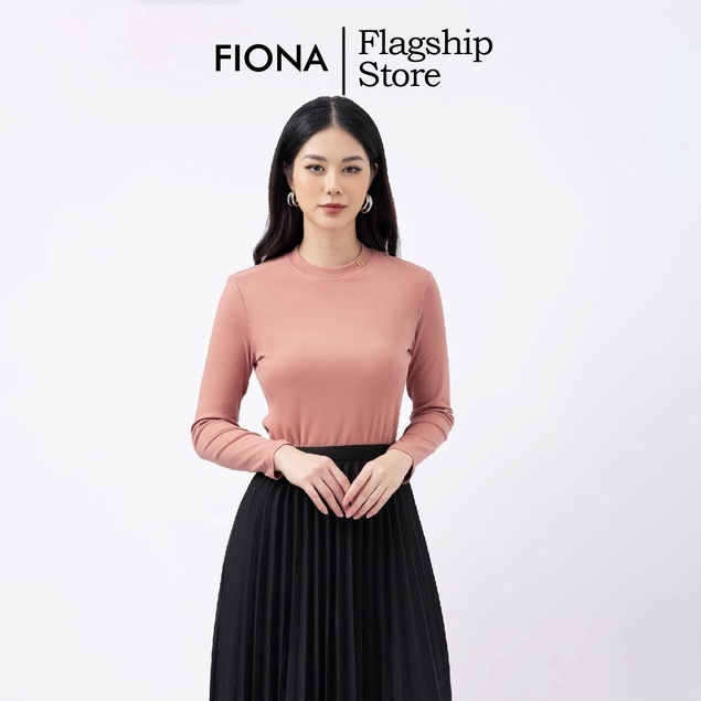 Áo cotton nữ giữ nhiệt cổ cao 3cm dài tay FIONA  F521249
