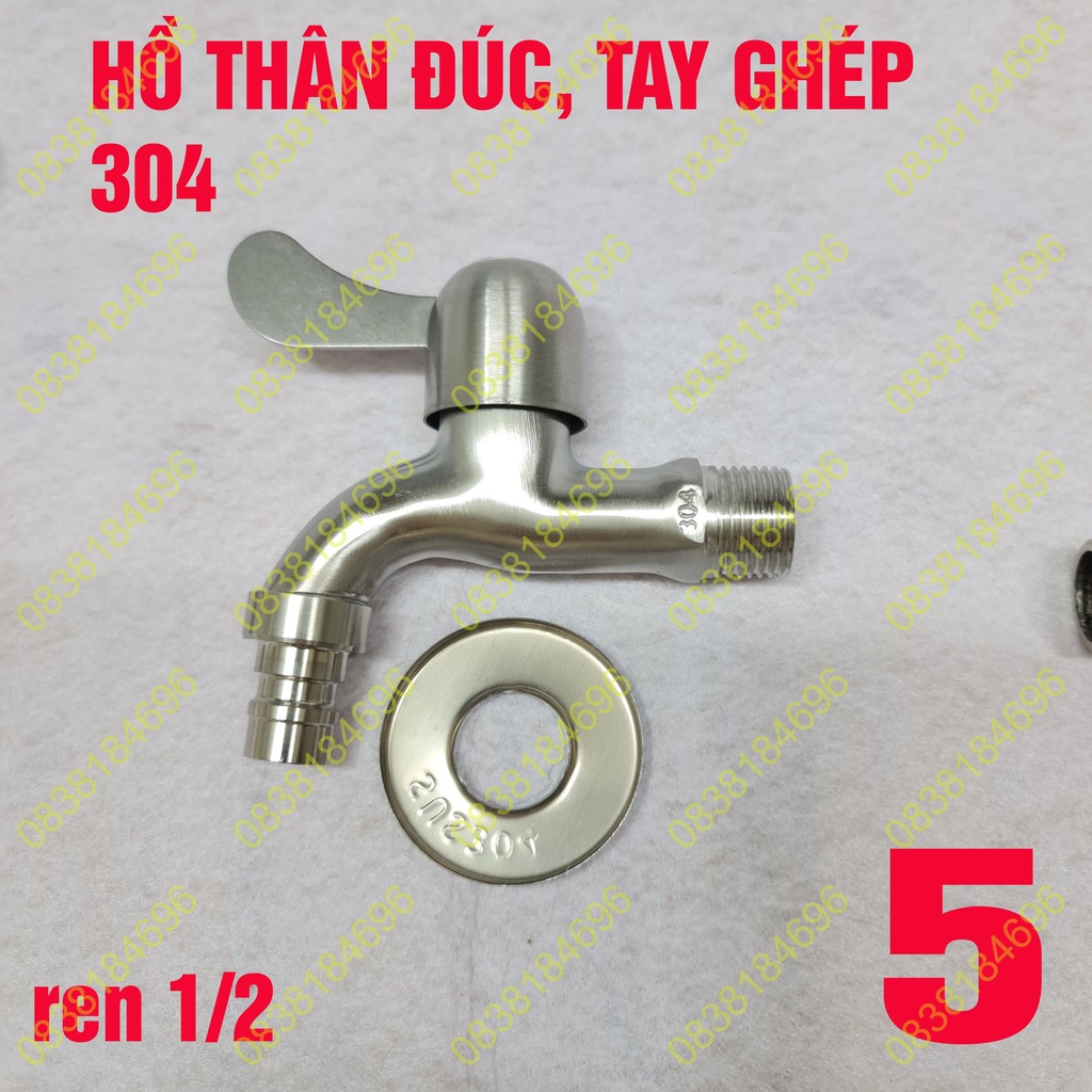 VÒI HỒ VÒI NƯỚC VÒI MÁY GIẶT INOX 304 dập ép thủy Lực, bột 304 CHỌN theo ảnh NK20