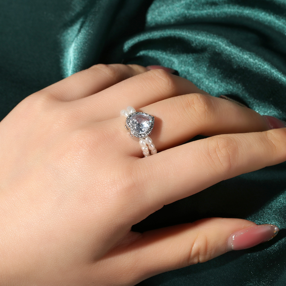 Nhẫn Nữ Trang Đính Ngọc Trai Nhân Tạo Mihan1