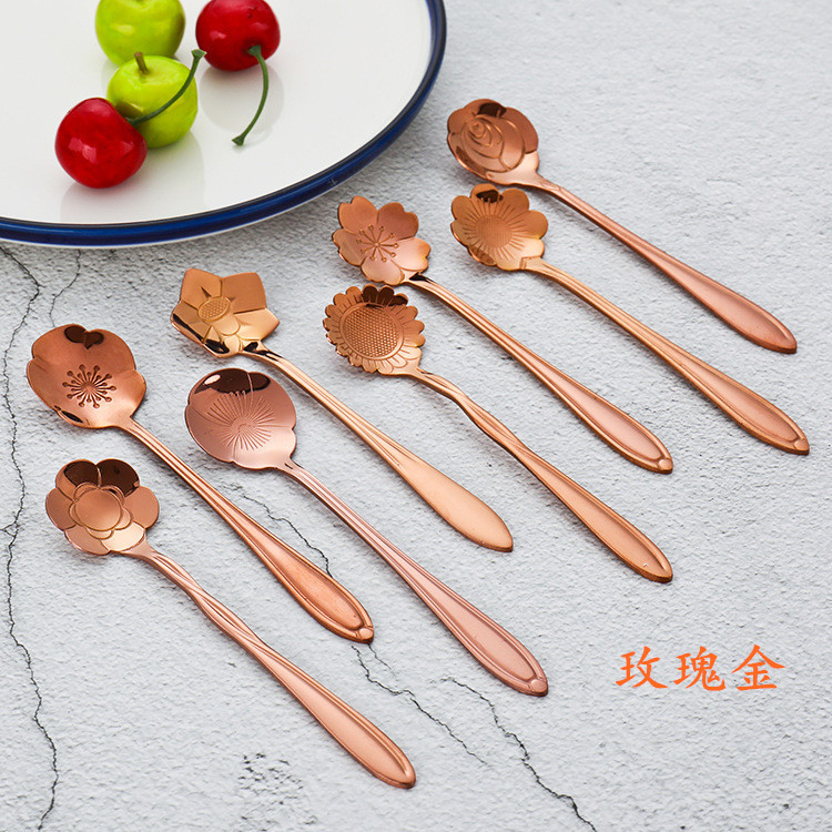 Muỗng khuấy bằng thép không gỉ thiết kế hình cánh hoa xinh xắn