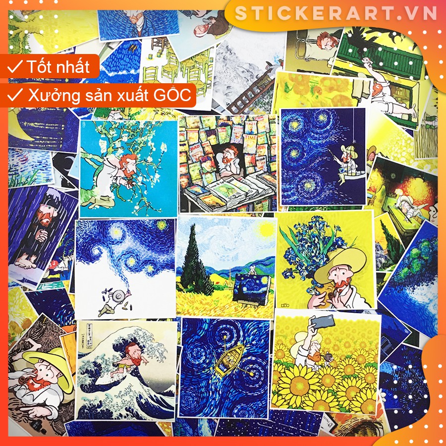 [ART–VAN GOGH #2] 101 Sticker chống nước/ dán laptop vali xe mũ bảo hiểm nhà cửa ...