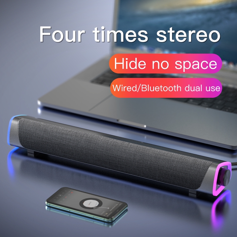 Loa để bàn có dây Niye V8 tích hợp đèn LED kết nối bluetooth và USB dành cho máy tính