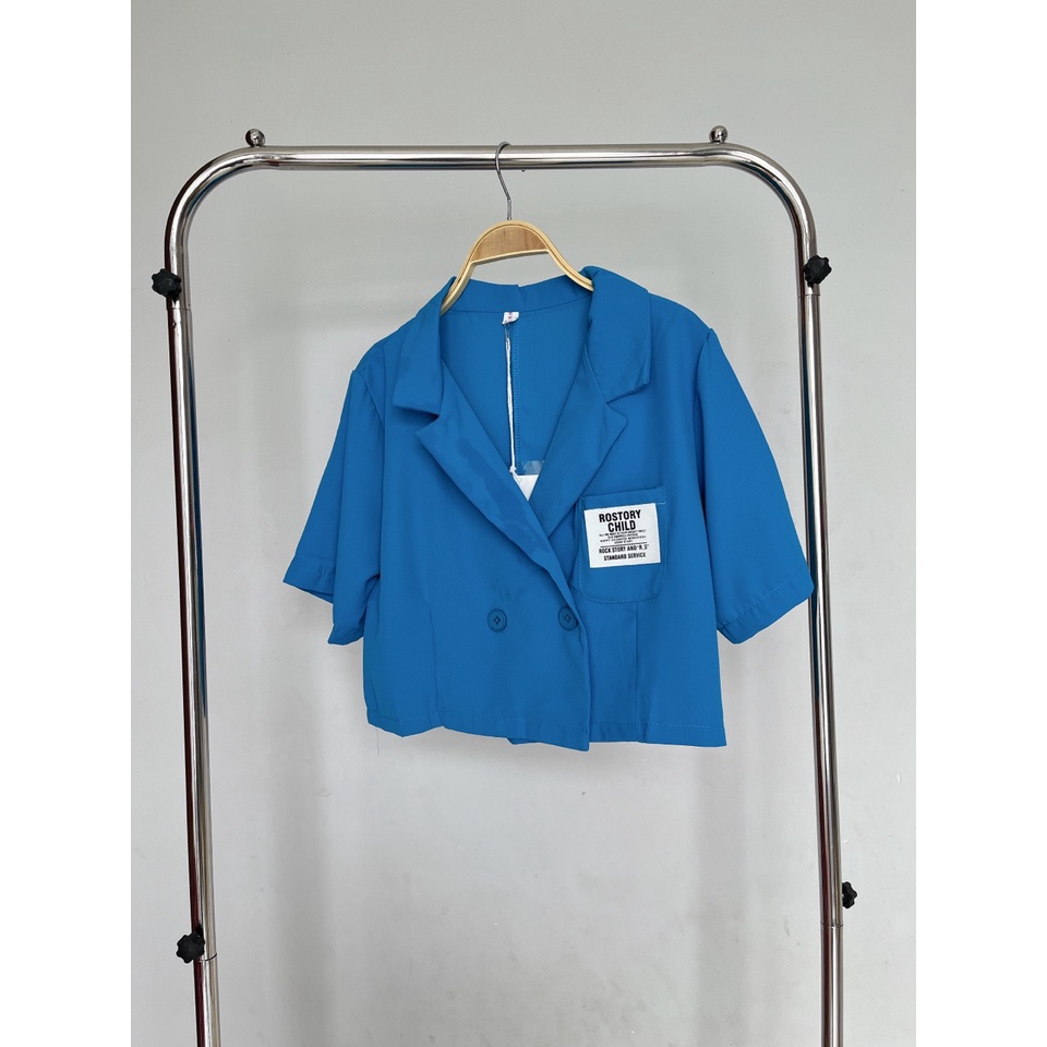 Áo Khoác Vest Blazer Tay Ngắn Dáng Rộng Phom Ngắn Logo Túi Ngực | Smide Clothing
