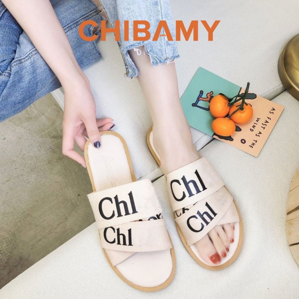Dép Thời Trang Nữ CLoe đế bệt sang trọng, dép CHIBAMY dây vải phong cách tiểu thư mới