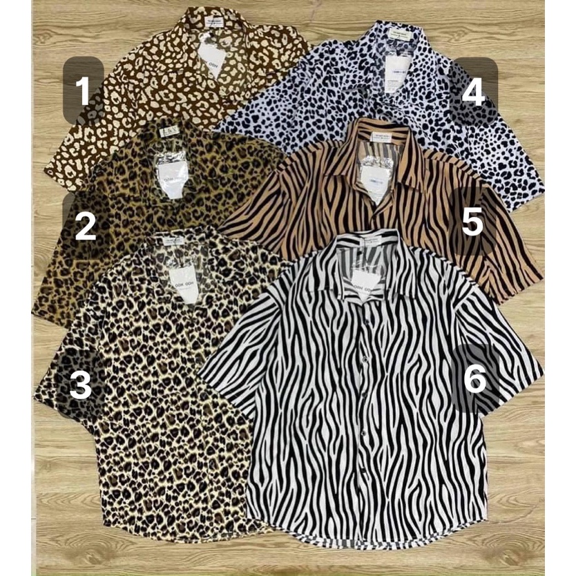 Áo sơ mi da beo tay lỡ họa tiết nhiều màu phong cách đường phố LOVI