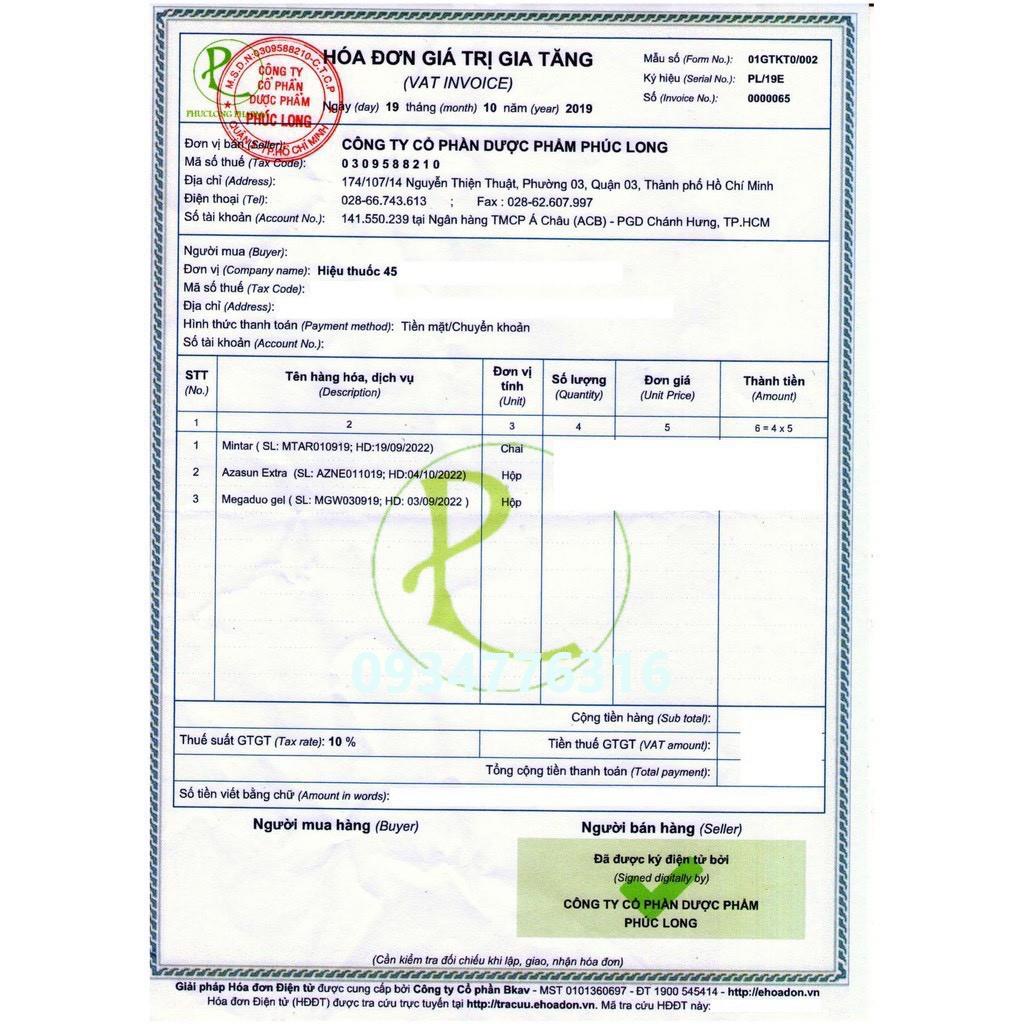 Gel Azanex giảm nhờn, ngăn ngừa mụn tuýp 10g