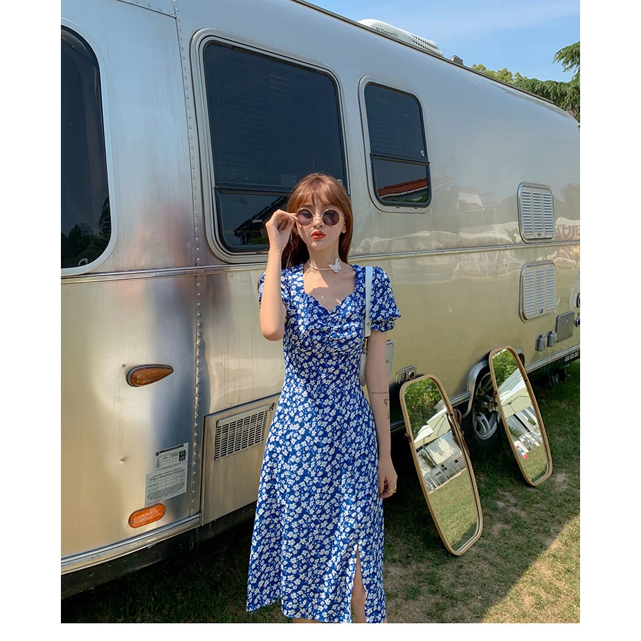 Đầm Dài In Hoa Xẻ Tà Thời Trang Mùa Hè Cho Nữ