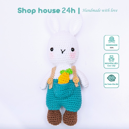 Thú bông móc len cao cấp cho bé - Gấu bông cute thỏ cà rốt quà tặng đồ chơi handmade nhồi bông