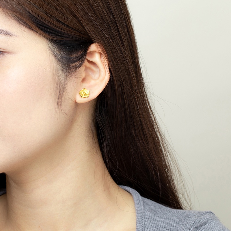 Bông tai mạ vàng 24K hình hoa hồng phong cách retro mới năm 2021