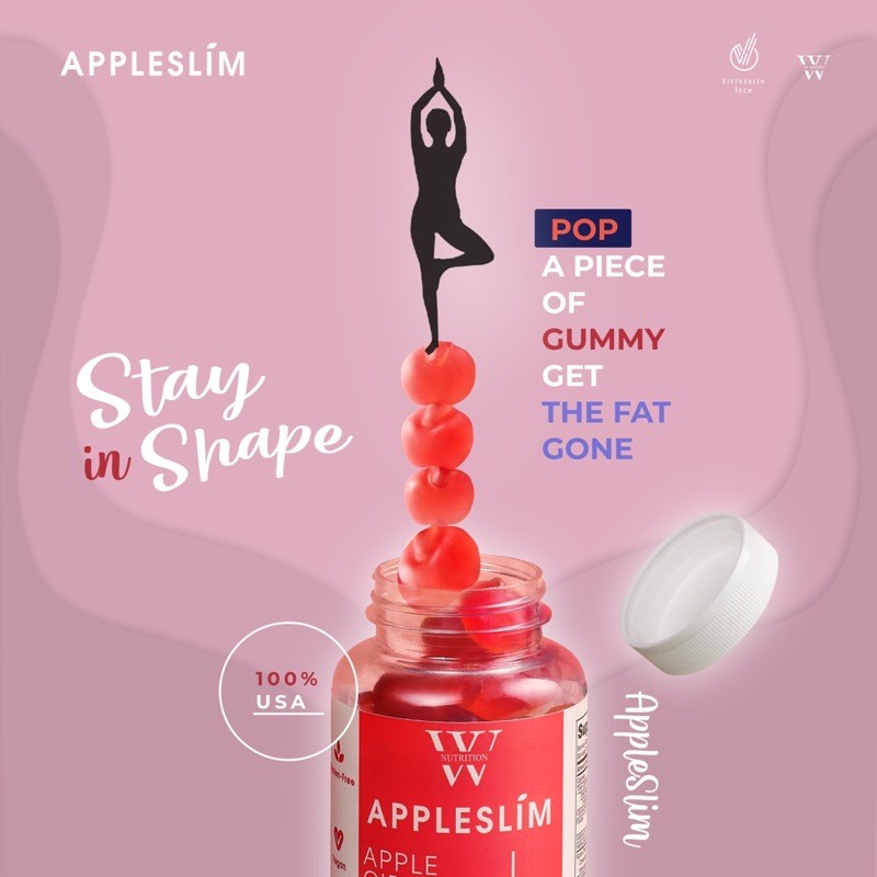 Kẹo Giấm Táo Giữ Dáng Apple Slim Hộp 60 Viên