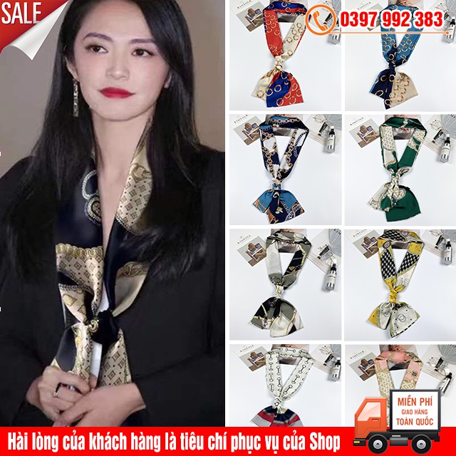 Khăn Quàng Cổ Chất Liệu Lụa Nhiều Hoạ Tiết Phong Cách Hàn Quốc Size 145x15 cm