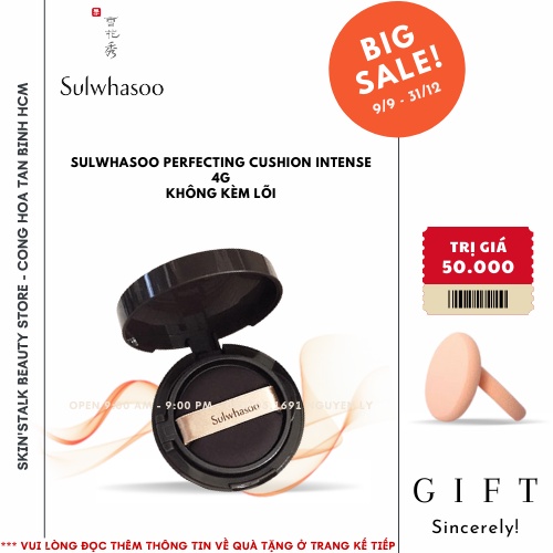 Phấn nước trang điểm SULWHASOO PERFECTING CUSHION INTENSE mini 5g che khuyết điểm tối đa, dưỡng da chống lão hóa No.21