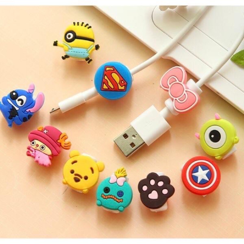 Nút Gắn Bảo Vệ Dây Cáp Sạc Chống Gãy Đứt Hình Thú [Loại Nhỏ Mini 1 Mặt] | BigBuy360 - bigbuy360.vn