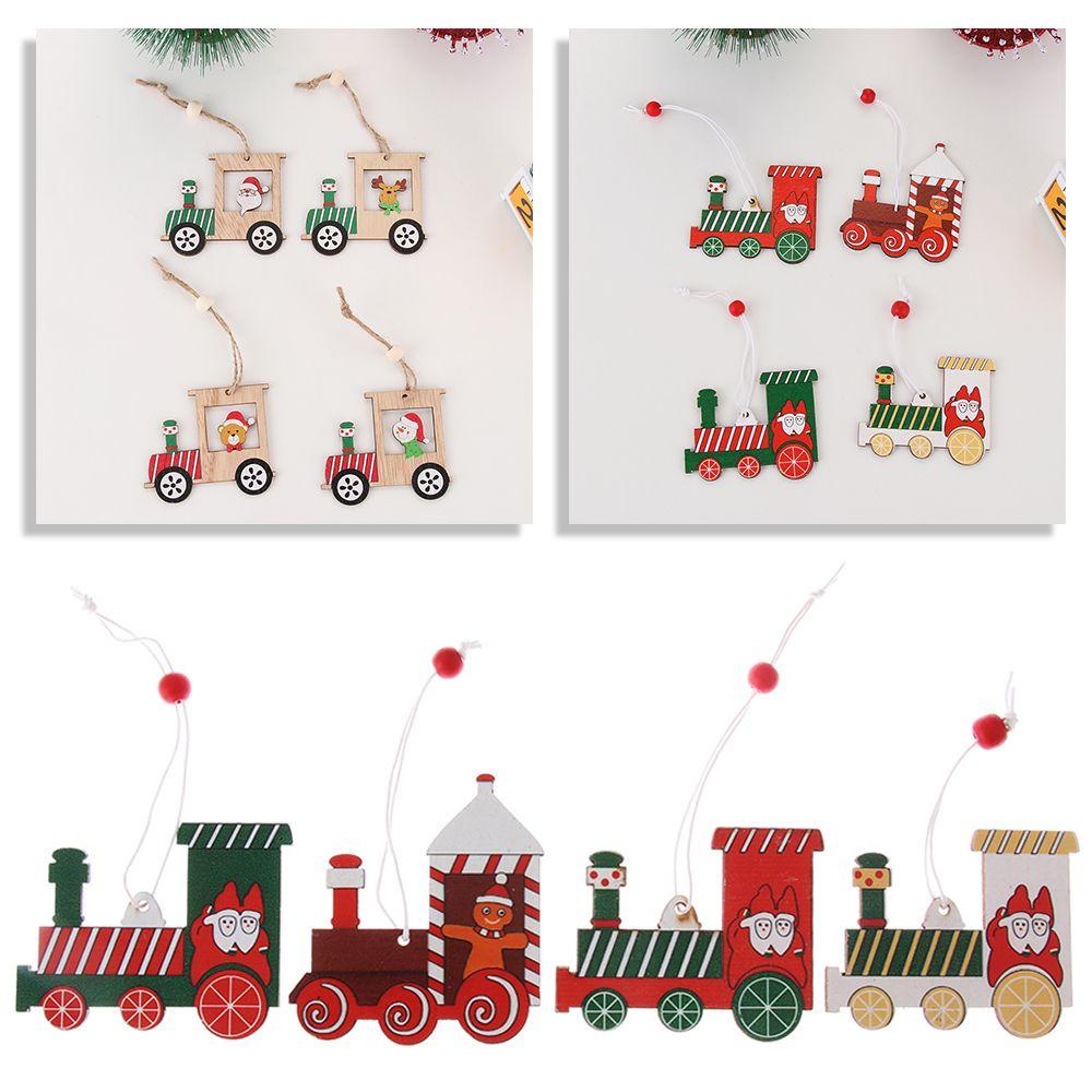 LAKAMIER Bộ 4 Phụ Kiện Treo Trang Trí Giáng Sinh Bằng Gỗ