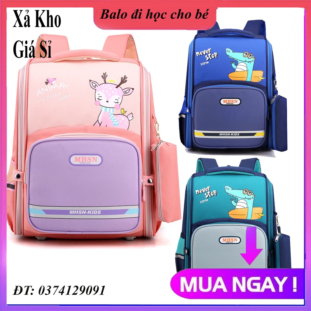 [Tặng kèm bút đựng bút] Balo chống gù cho bé tiểu học cặp đi học chống nước cho trẻ em cấp 1 hoạt tiết đáng cho bé yêu