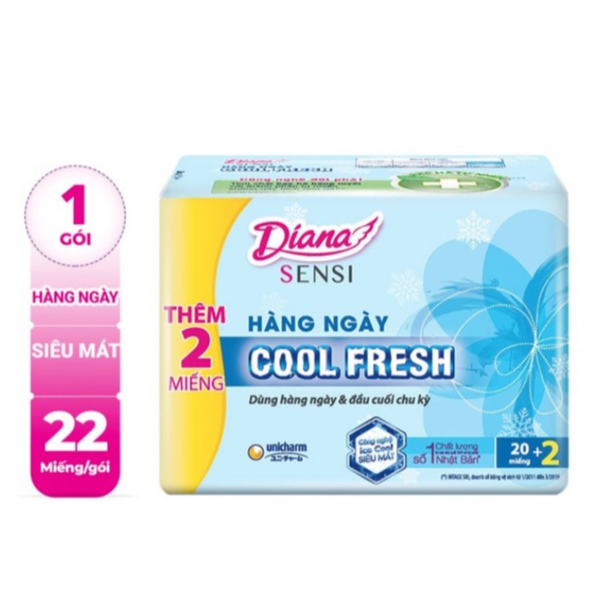 Băng Vệ Sinh Diana Hàng Ngày Sensi Cool Fresh Gói 20 Miếng