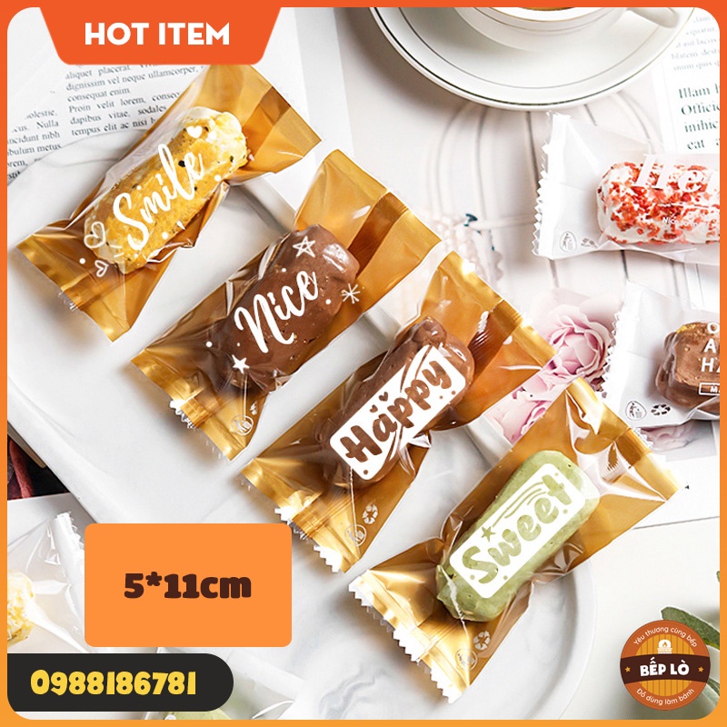 Túi Bánh Quy Kẹo Hạnh Phúc Bánh Hạt Thanh Gạo Lức 5*11cm SIÊU ĐẸP SIÊU DỄ THƯƠNG - set 100 túi
