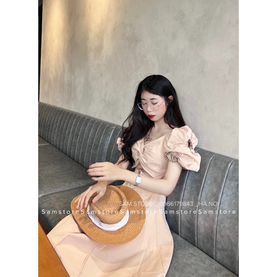 Váy kaki xoắn ngực