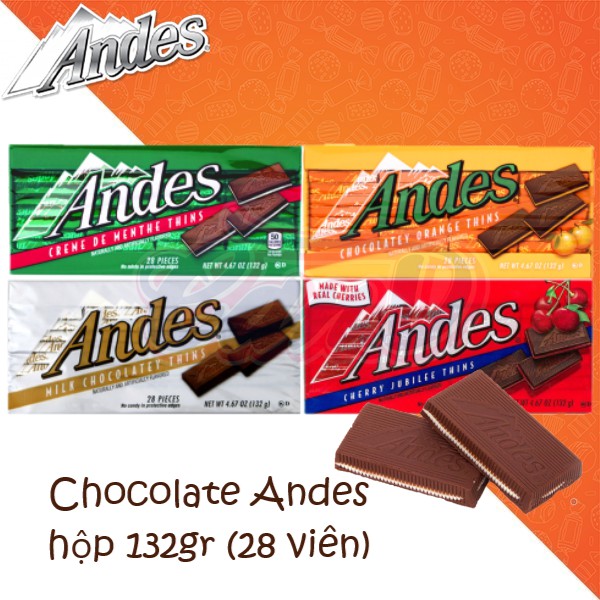 (4 vị) Chocolate Andes hộp 132gr (28 viên)