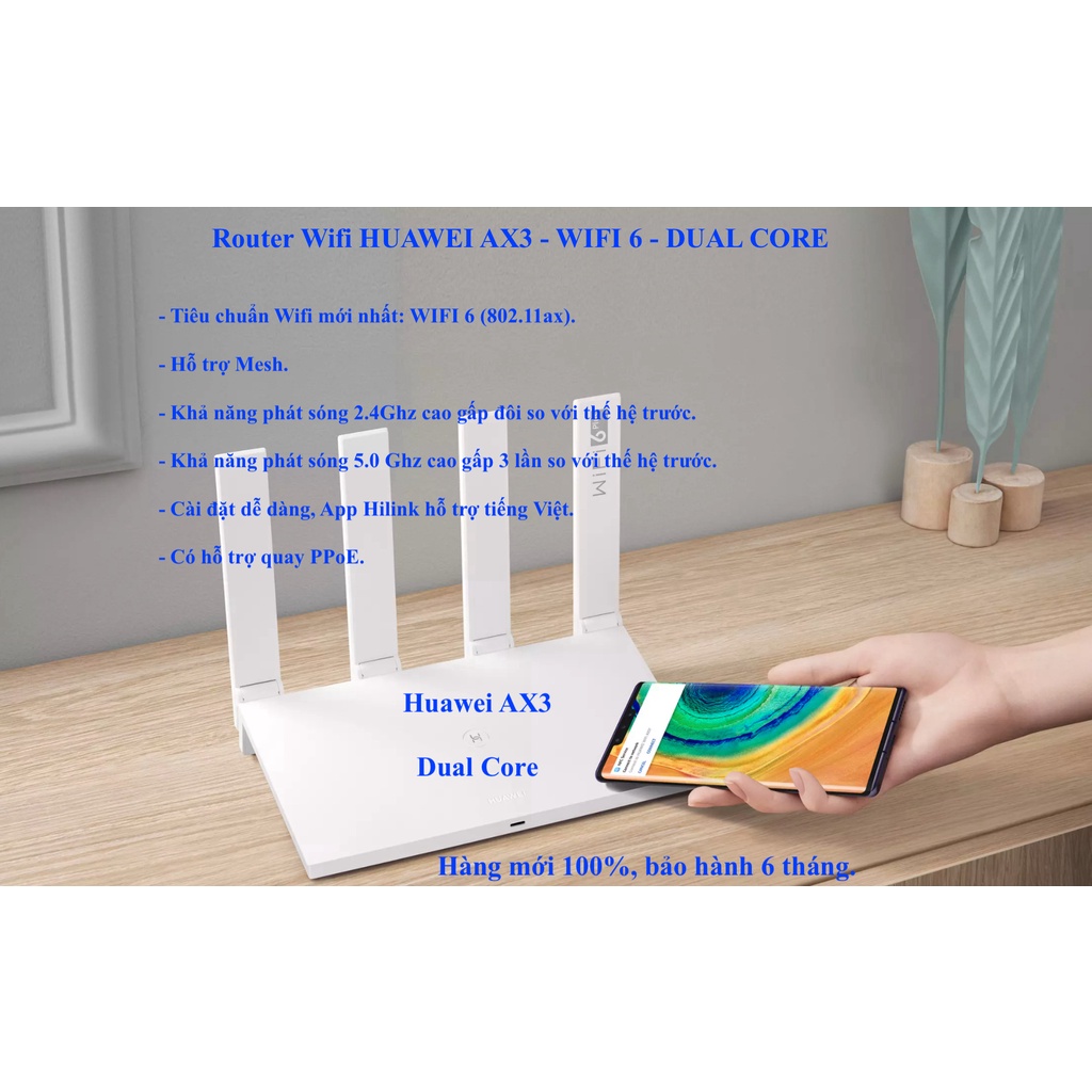 Modem Wifi các loại: Wifi 6 Huawei AX3 Dual Core.