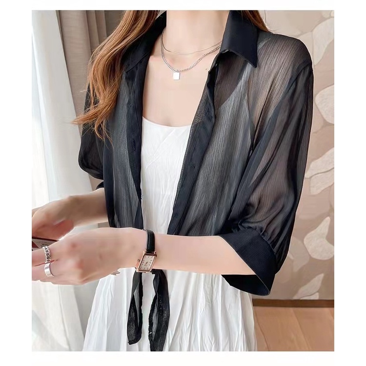 Áo Khoác Cardigan Chống Nắng Chất Liệu chiffon Mỏng Cho Nữ