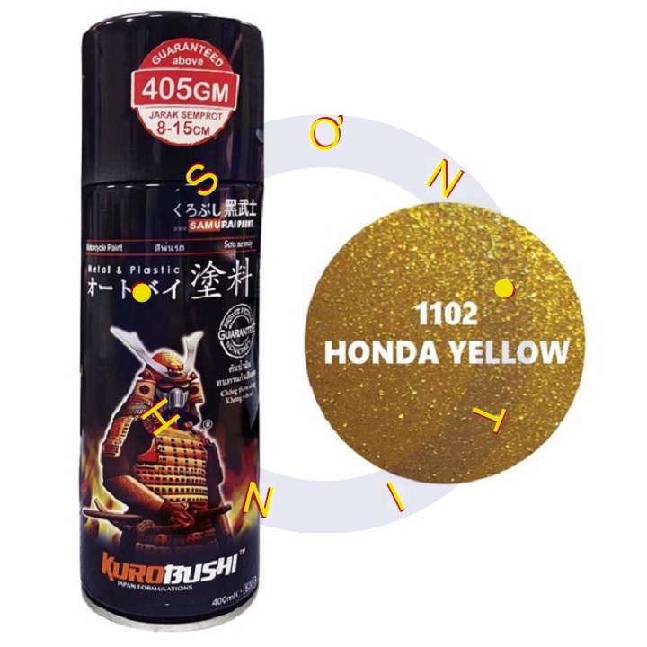 SƠN SAMURAI MÀU VÀNG KẸO ÁNH KIM - SƠN XỊT MÃ MÀU 1102 VÀNG HONDA 400ML