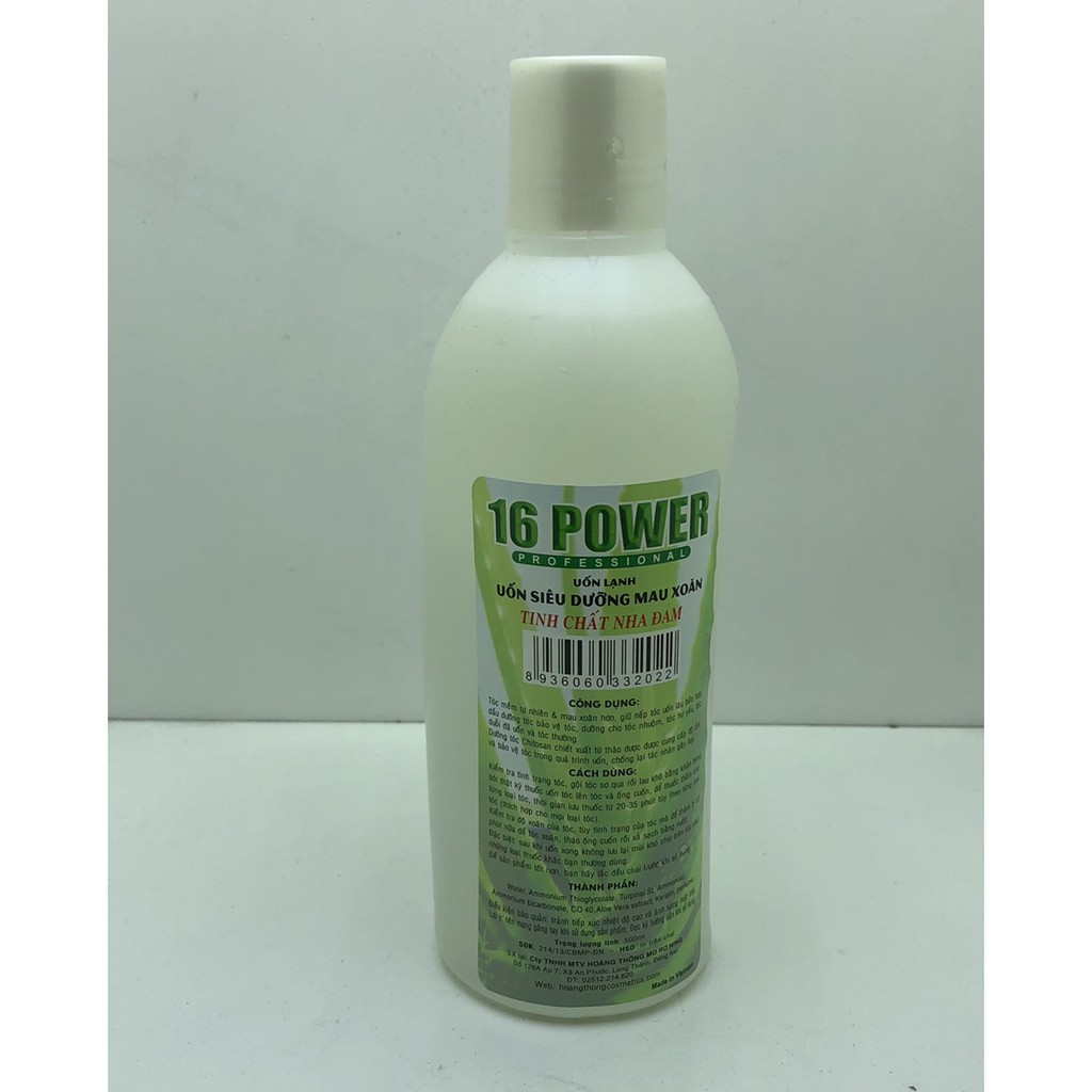 Uốn tóc lạnh siêu dưỡng mau xoăn nha đam 16 POWER( 500 ml)