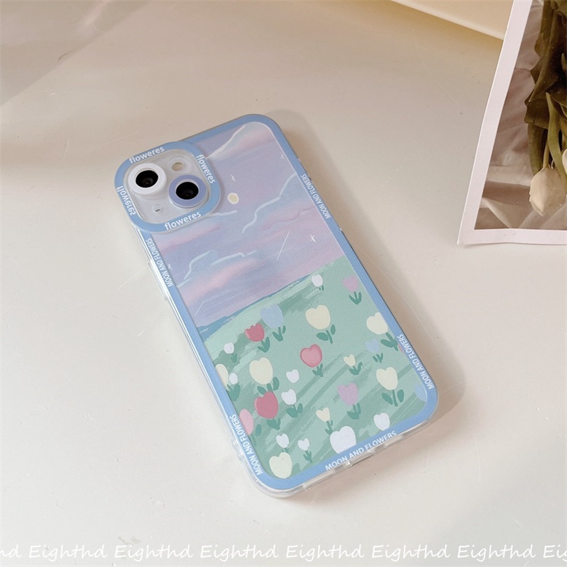 Ốp Điện Thoại Silicone Mềm Chống Sốc In Hình Hoa Tulip Cho iPhone 13 12 11 Pro Max X XR Xs Max 6 7 8 Plus SE 2020