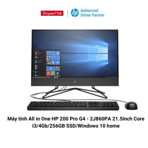 Máy tính All in One HP 200 Pro G4 - 2J860PA 21.5Inch Core i3/4Gb/256GB SSD/Windows 10 home