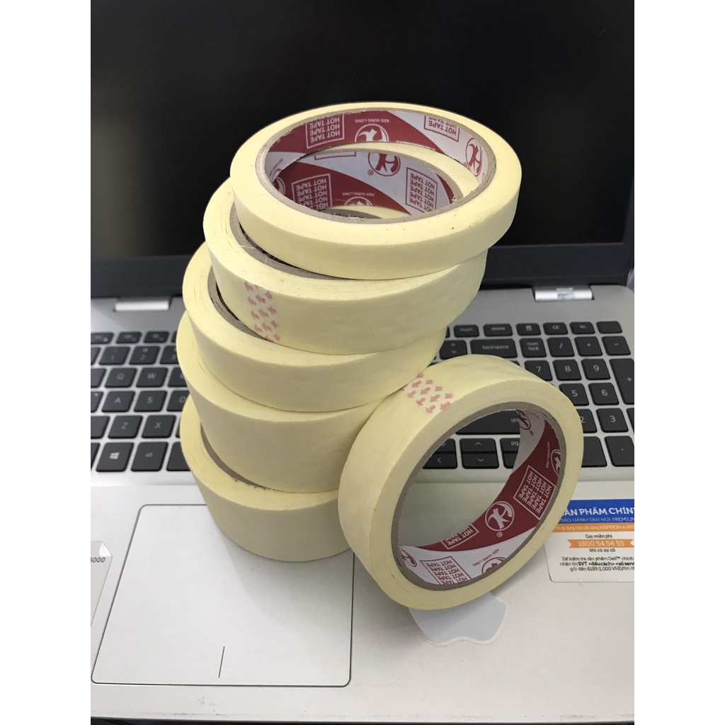 Băng keo giấy 2.4cm dùng cố định, dán viền, ghi chú lên thùng BIGSUKA