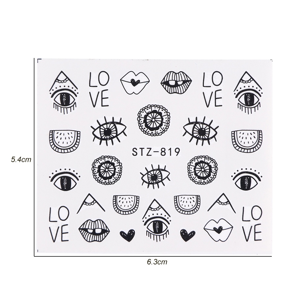 (Hàng Mới Về) 1 Tờ Miếng Dán Trang Trí Móng Tay Hình Mắt Quỷ Stz818-823
