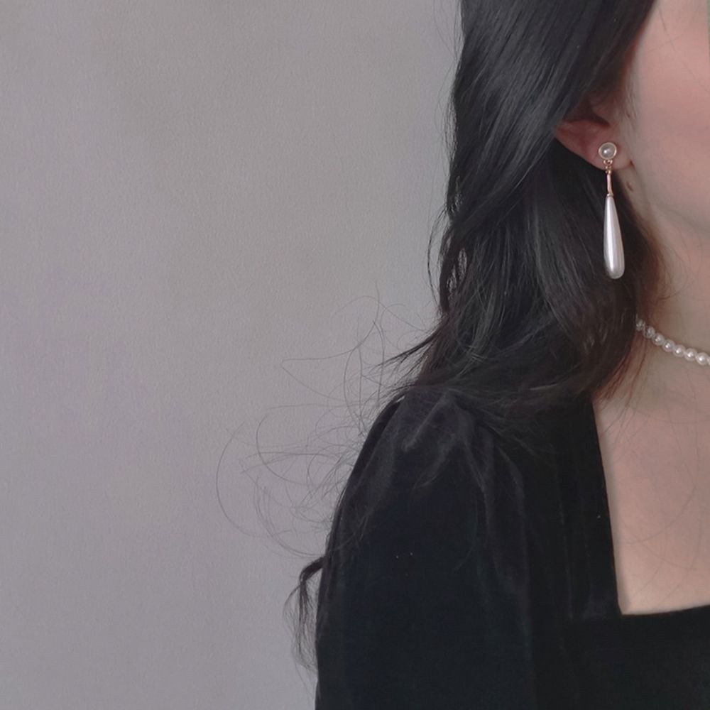 Bông tai hình giọt nước đính ngọc trai giả phong cách Hàn Quốc thời trang cho nữ