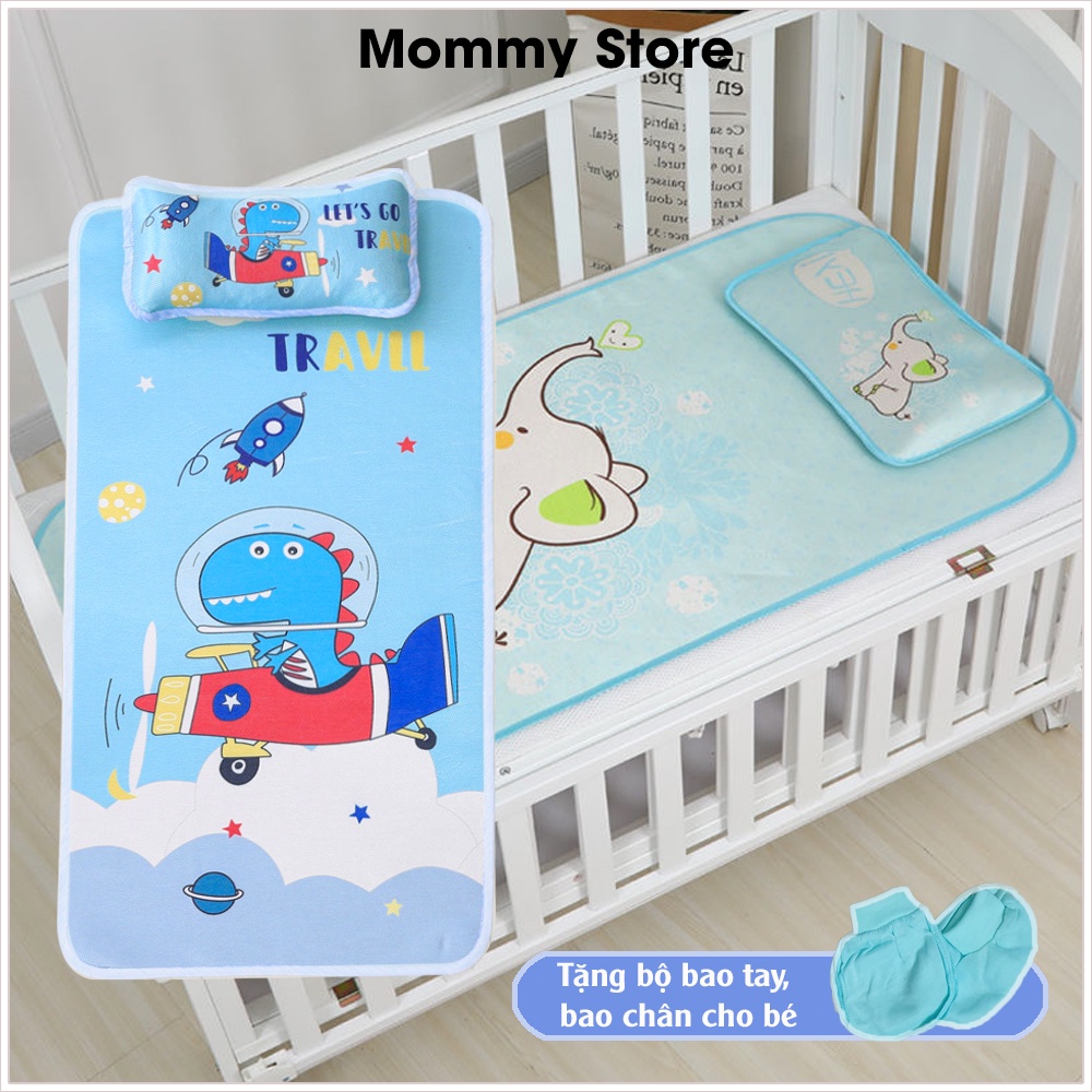 Chiếu điều hòa kèm gối thảo dược giúp bé ngủ ngon, sâu giấc - Tặng bao tay, chân