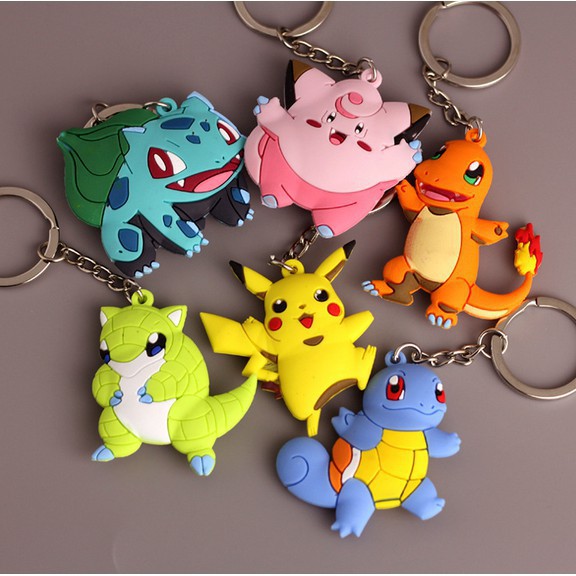 Móc khóa hình thù Pokemon Pikachu bằng nhựa PVC