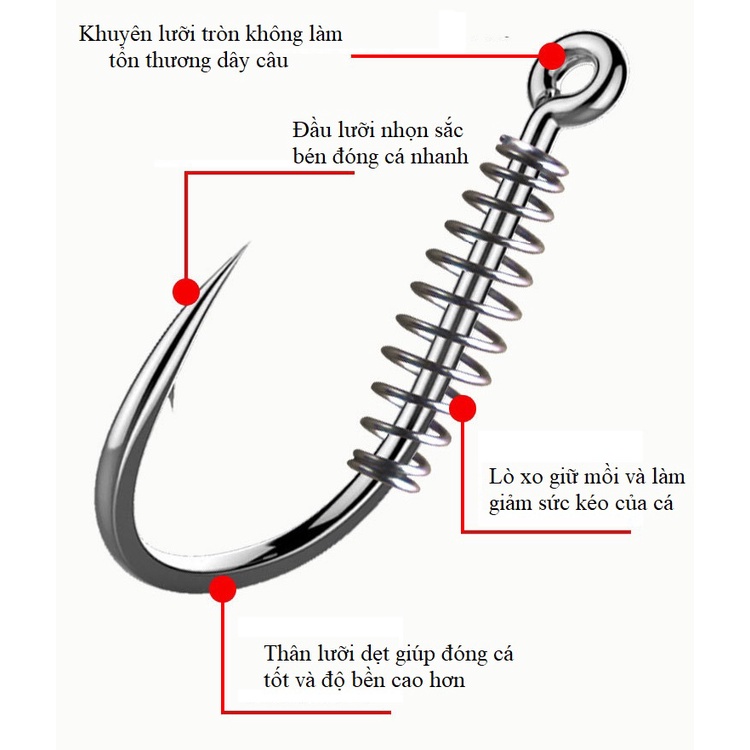Lưỡi Câu Cá Chép Ngạnh Bạc Lò Xo Siêu Bén Chuyên Dụng Câu Cá Chép Cá Mè LC12