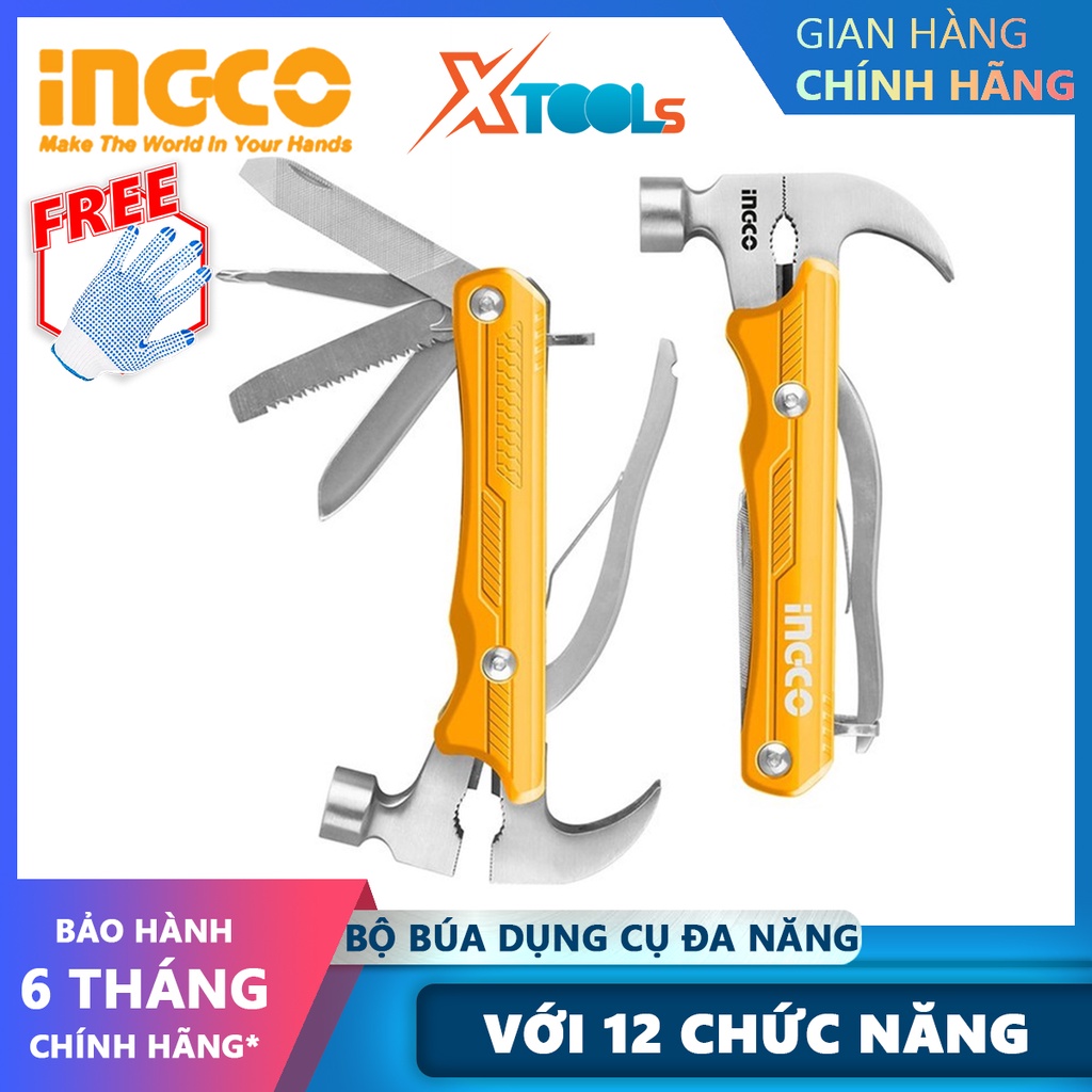 Búa đa năng INGCO HMFH0121 | Bộ công cụ 12 chức năng gồm 12 chức năng Búa kẹp Kìm mũi dẹt Kìm thường Kìm cắt dây Dao lớn