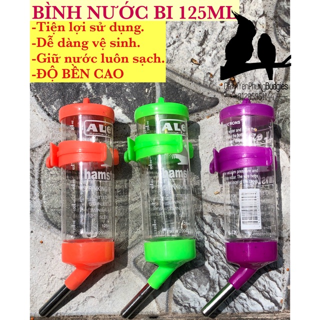 Bình nước bi 125ml cho Hamster, Chim Cảnh, Thú Cưng..