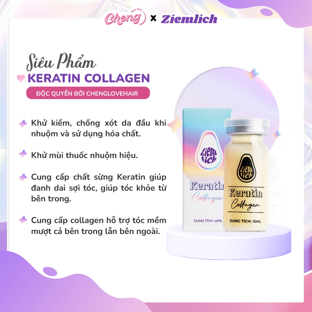 KERATIN COLLAGEN Ziemlich - Hỗ trợ phục hồi tóc nát, hư tổn, giảm xót khi nhuộm tóc