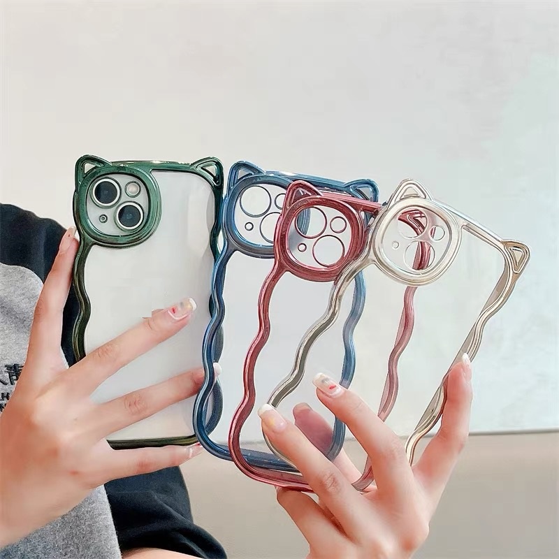 Ốp Điện Thoại Dẻo Trong Suốt Họa Tiết Hoạt Hình Tai Mèo Dễ Thương Cho iphone 13 pro max 12 pro max love 11 pro max xs