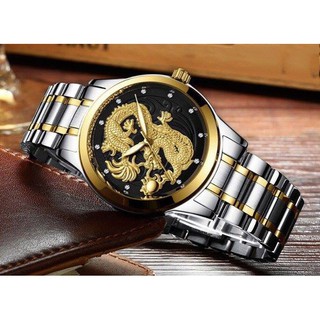 ĐỒNG HỒ NAM JAPAN CHẠM RỒNG CƠ 3D SANG TRỌNG - Fullgold. TẶNG vòng tay tỳ hưu may mắn bán chạy