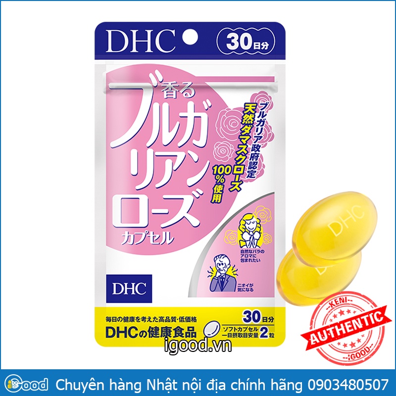 Viên uống hoa hồng  thơm cơ thể DHC Bulgarian Rose Capsule 30 ngày Nhật Bản