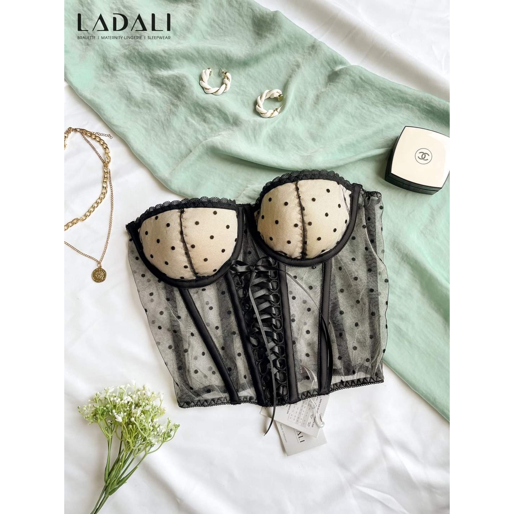 Áo Corset Bra Đồ Lót Nữ Ren Thêu Gọng Đẩy Tạo Khe Quyến Rũ Hàng Thiết Kế Ladali