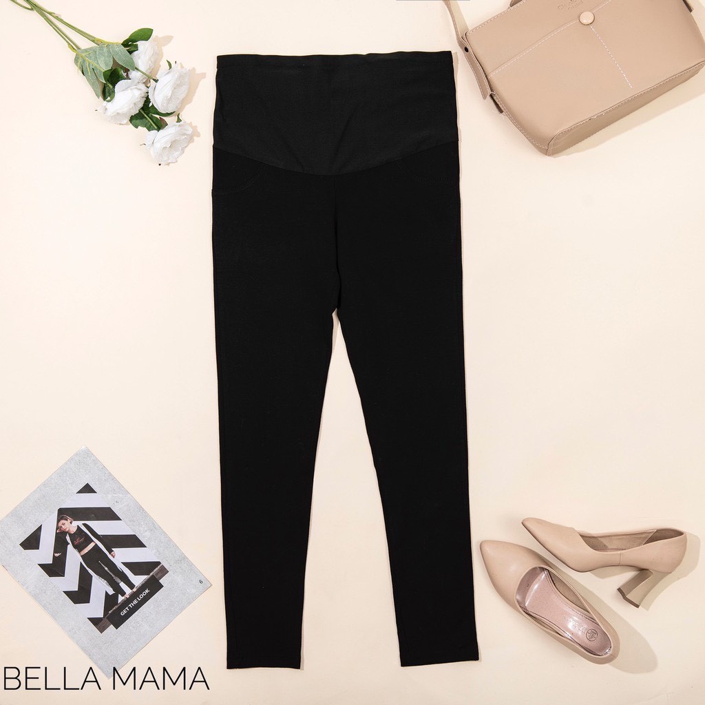 Quần Legging Bầu Cạp Cao Cotton Có Đáp Bụng Và Chun Chỉnh Bụng Thoải Mái Cho Mẹ Bầu Bella Mama - Q10