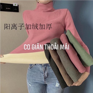 Áo giữ nhiệt nữ, Áo Len Cổ Lọ Lọt Lông Xuất Nhật MoTie Túi Zip;, Giữ Nhiệt Lót Nỉ
