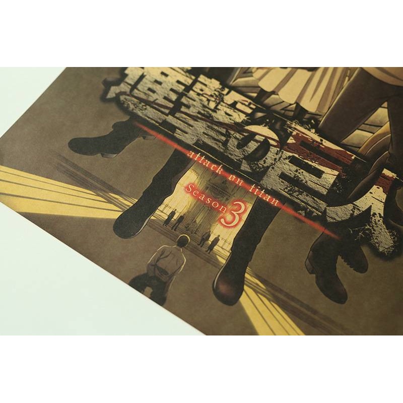 Tấm poster hình Attack On Titan 3" 50x35cm dùng trang trí nội thất