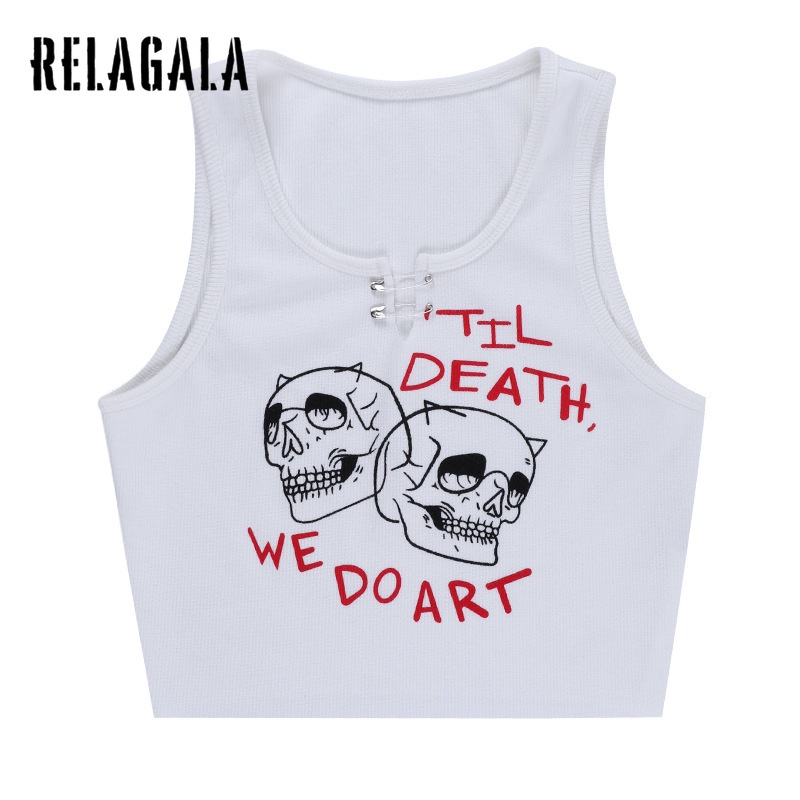 Áo tank top in hình đầu lâu thời trang cá tính cho nữ