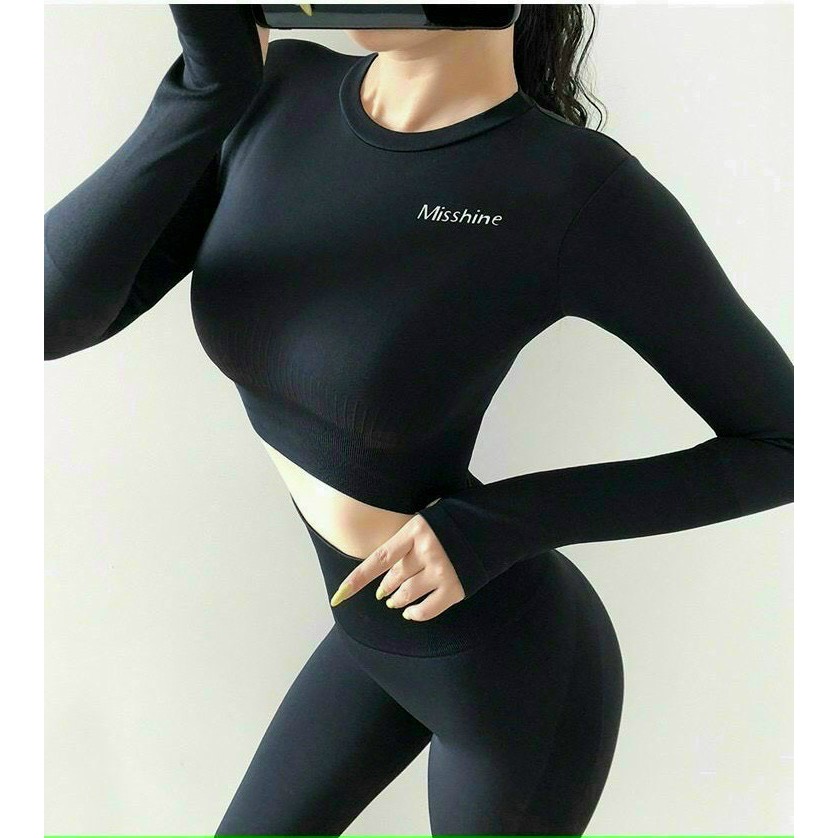 Áo Croptop Tay Dài Xỏ Ngón In Chữ, Áo Thun Ôm Tay Ngắn Thể Thao Nữ Ba Màu - OA011