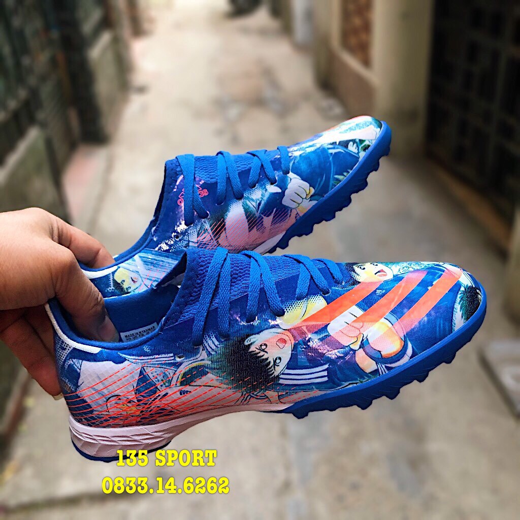 Giày Bóng Đá X Ghosted .3 TF Tsubasa - Xanh Hoàng Gia/Cam/Trắng